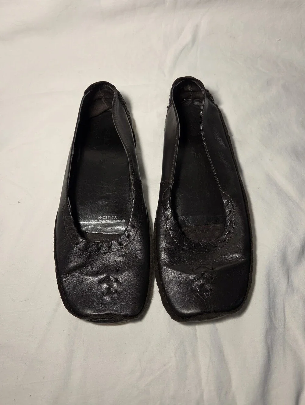 Soul of Africa Dark Brown Leather Square Toe Flats Euro 40